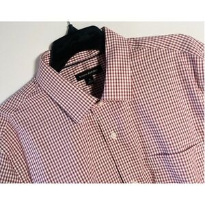 Banana Republic Mens‎ Gingham Check Long Sleeve Button Down Shirt Burgundy XL
